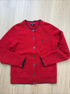 Brooks Brothers 346 Red 100% Wool Cardigan Sweater Women’s L